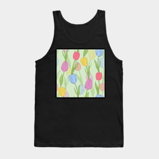 Multi Color Tulips Pattern Tank Top